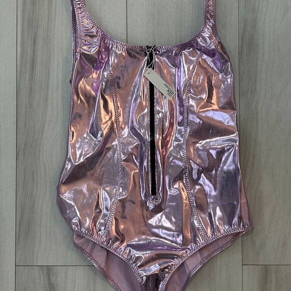 Lisa Marie Feernandez One Piece Metallic PVC Swimsuit  NWT - Picture 1 of 4